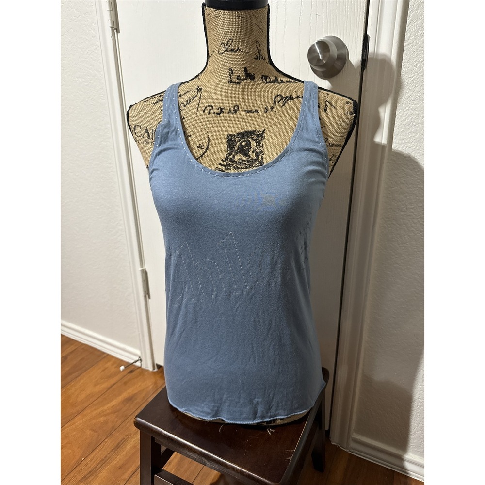 Chloe Authentic Eur 48 Medium Tank Top Blue Front Logo EUC Italy
